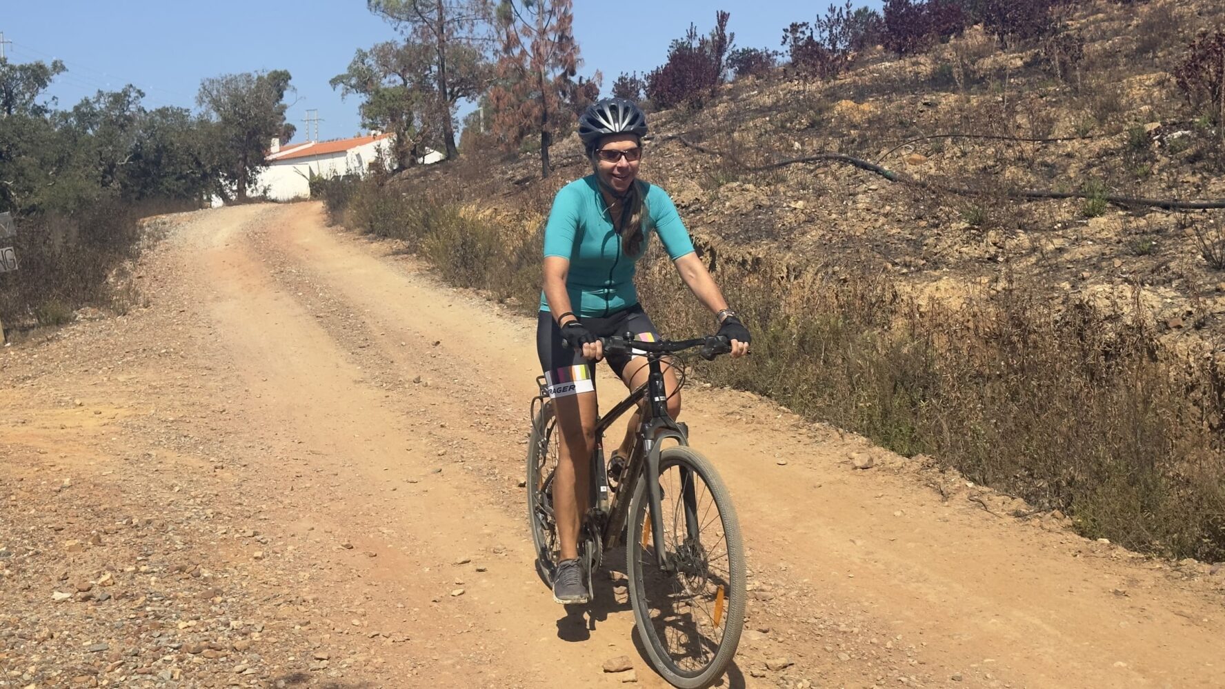 Cycling on a dirt path