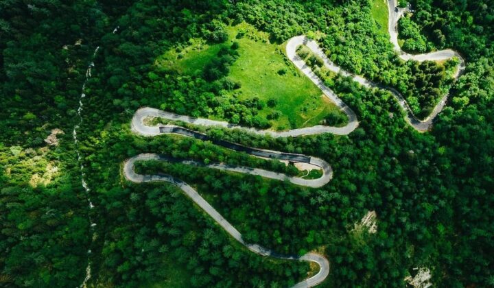 Epic climb, Vrsic Pass in Slovenia