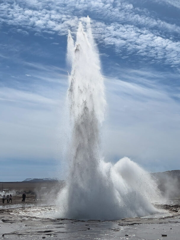 Hiker watching hot springs