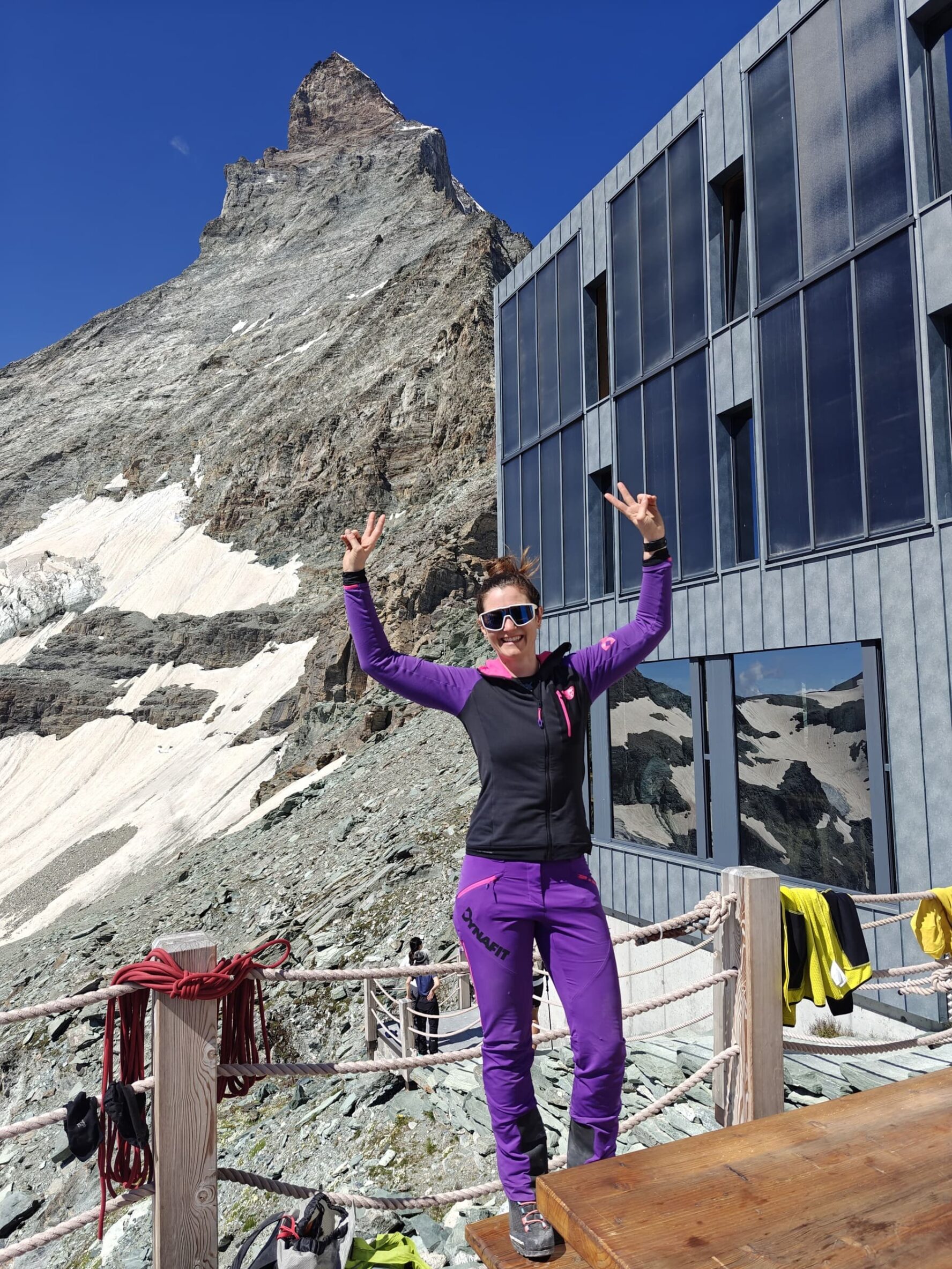 Happy climber with Matterhorn in the background