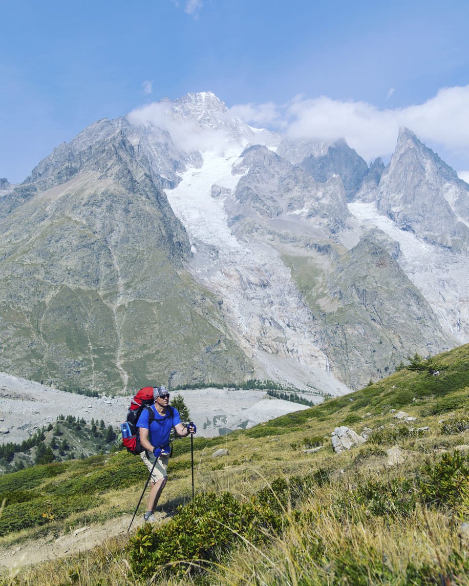 Hiker with a mountain in the background