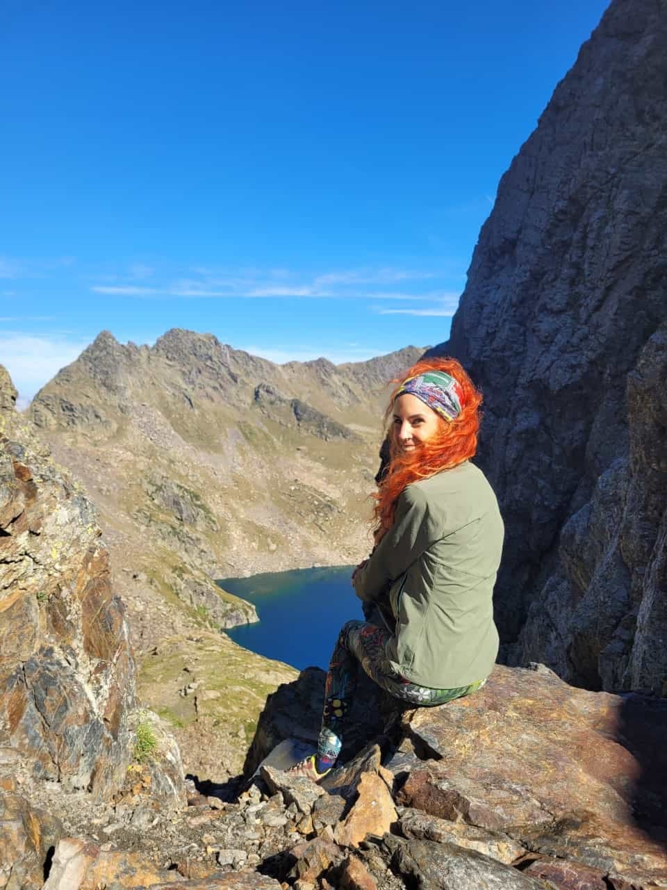 Hiker sitting on a rock