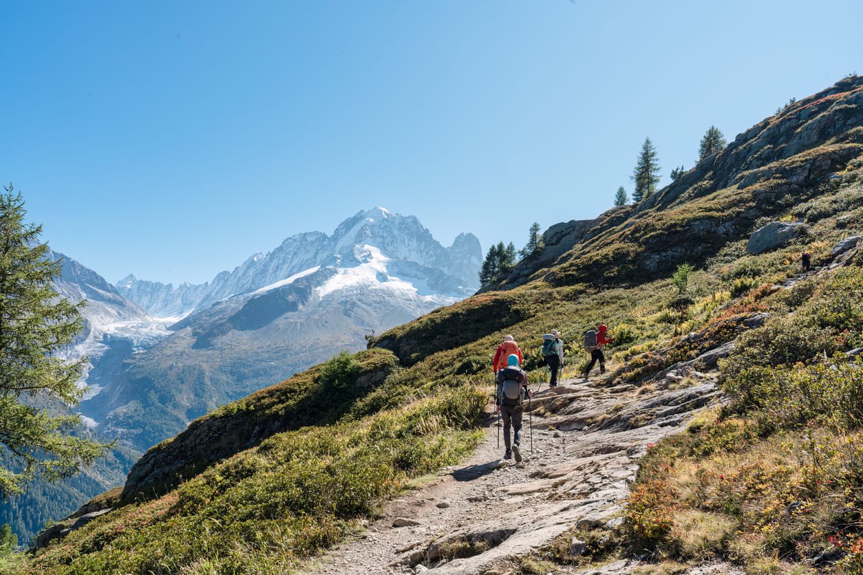 Hikers on the tour du Mont Blanc