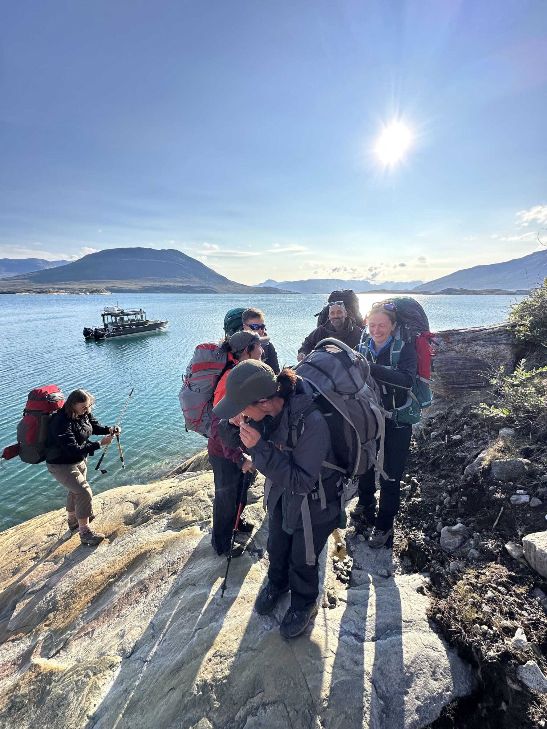 Hikers on a rock