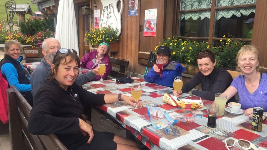 Hikers resting in a rifugio