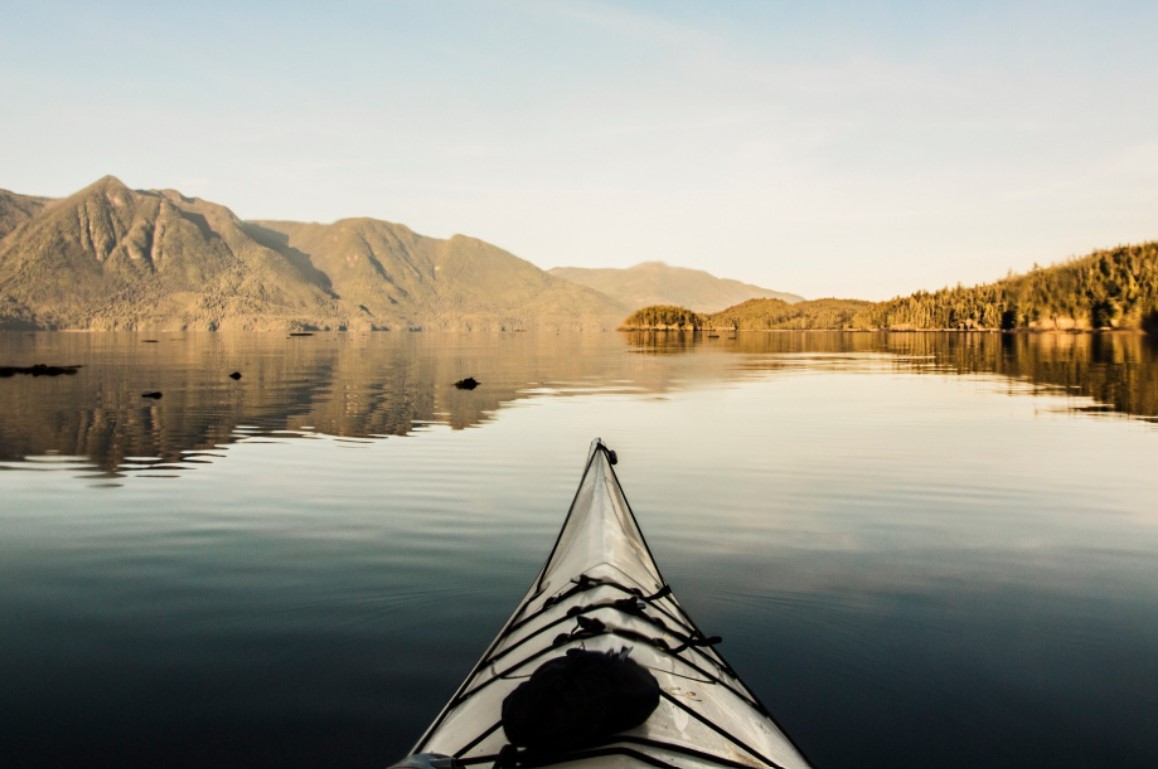 Kayak on water, Johnstone Strait