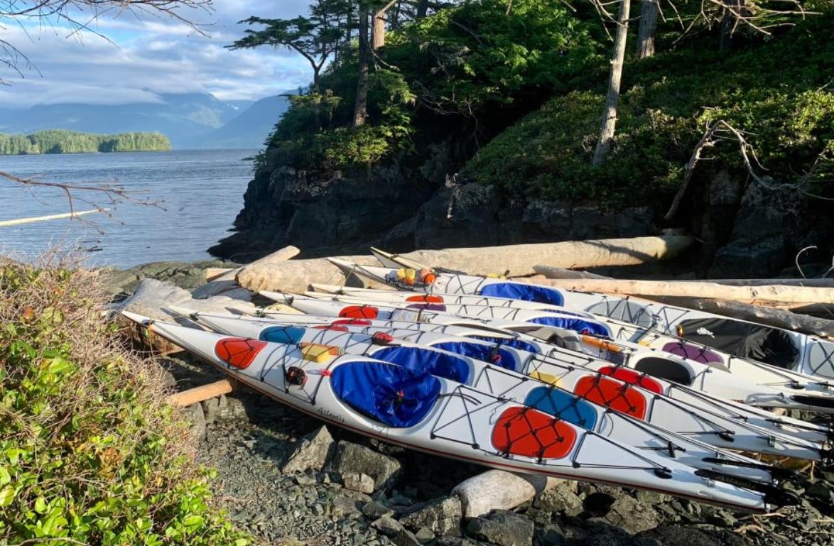 Kayaks on the beach