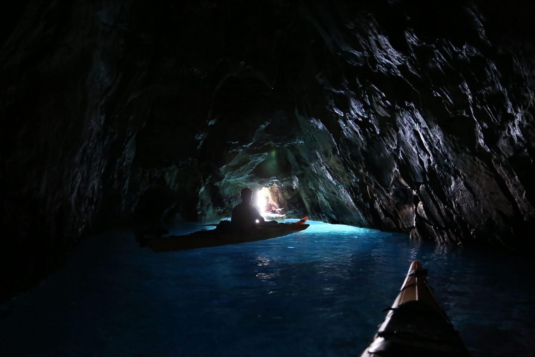 Kayaking in a cave in Croatia