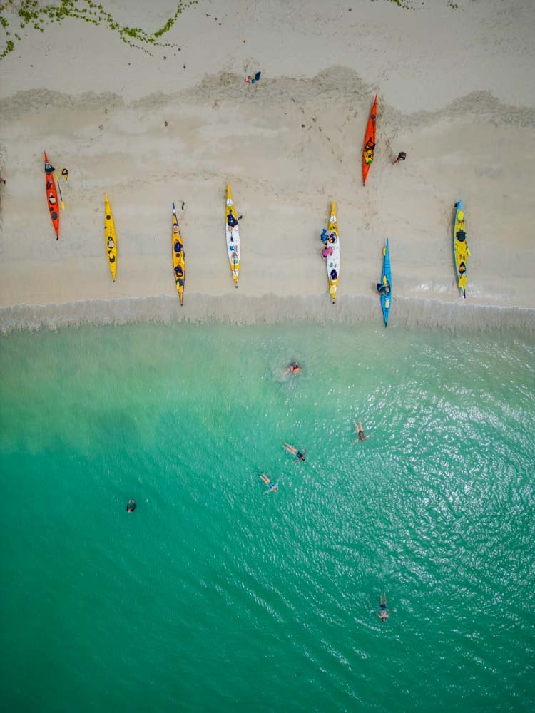 Kayakers on Fiji tour