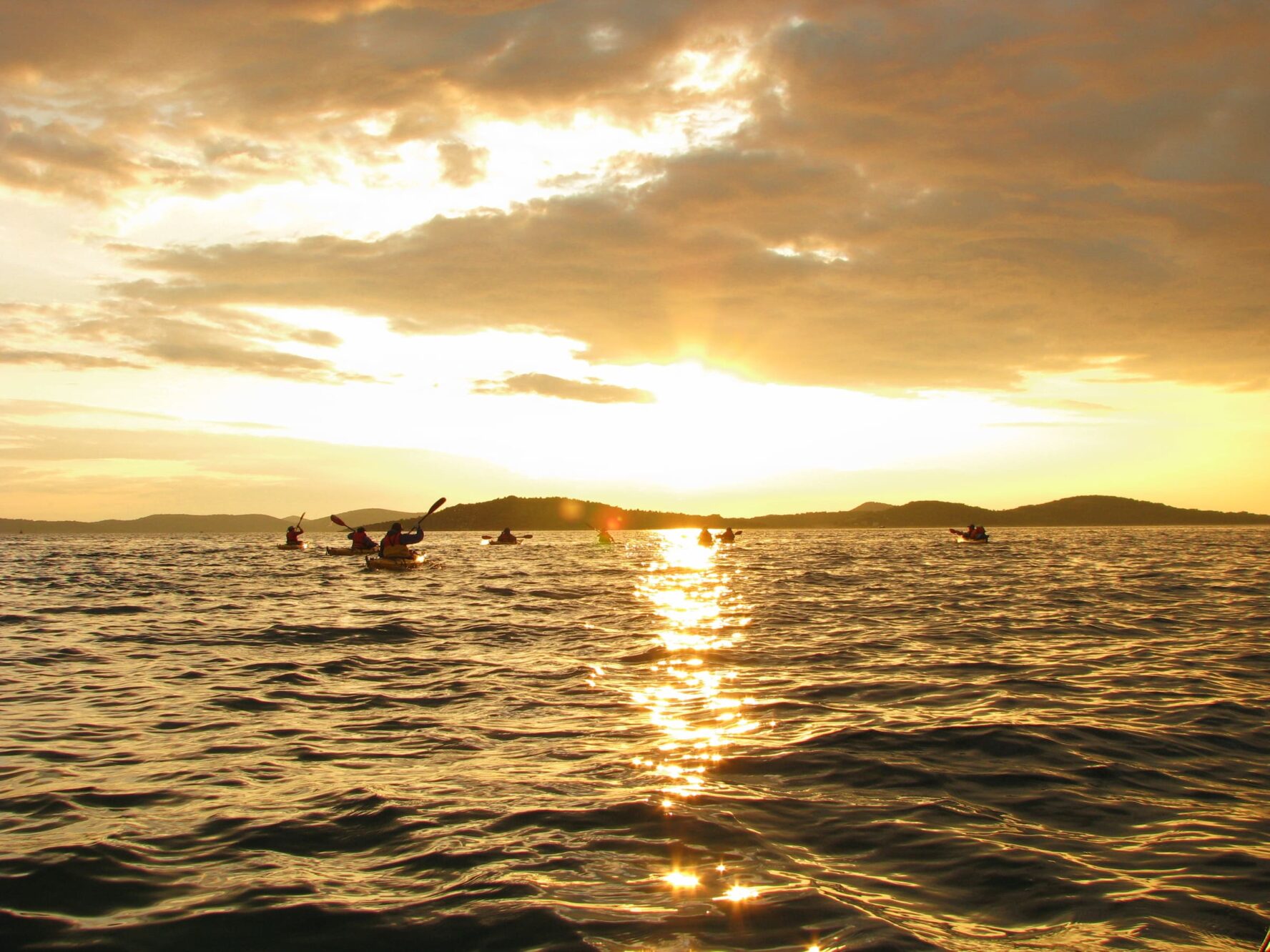 Kayaking at sunset in Croatia