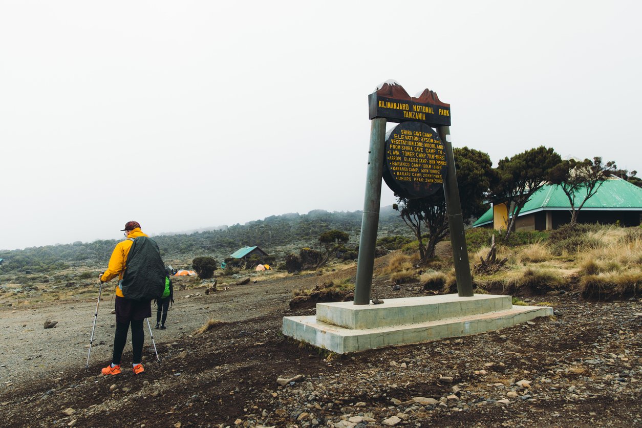 Hiker at the Simba camp, Kilimanjaro