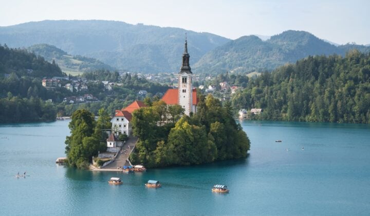 Lake Bled, an option for exploration on this Julian Alps e-MTB adventure