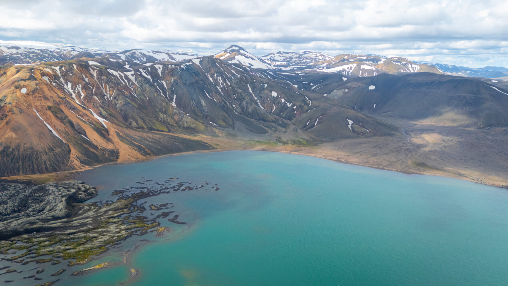Landmannalaugar aerial lake view
