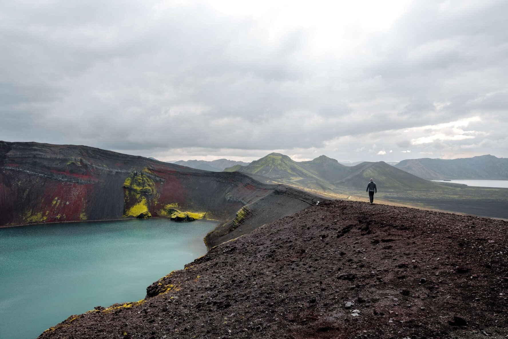 Landmannalaugar hiker lake