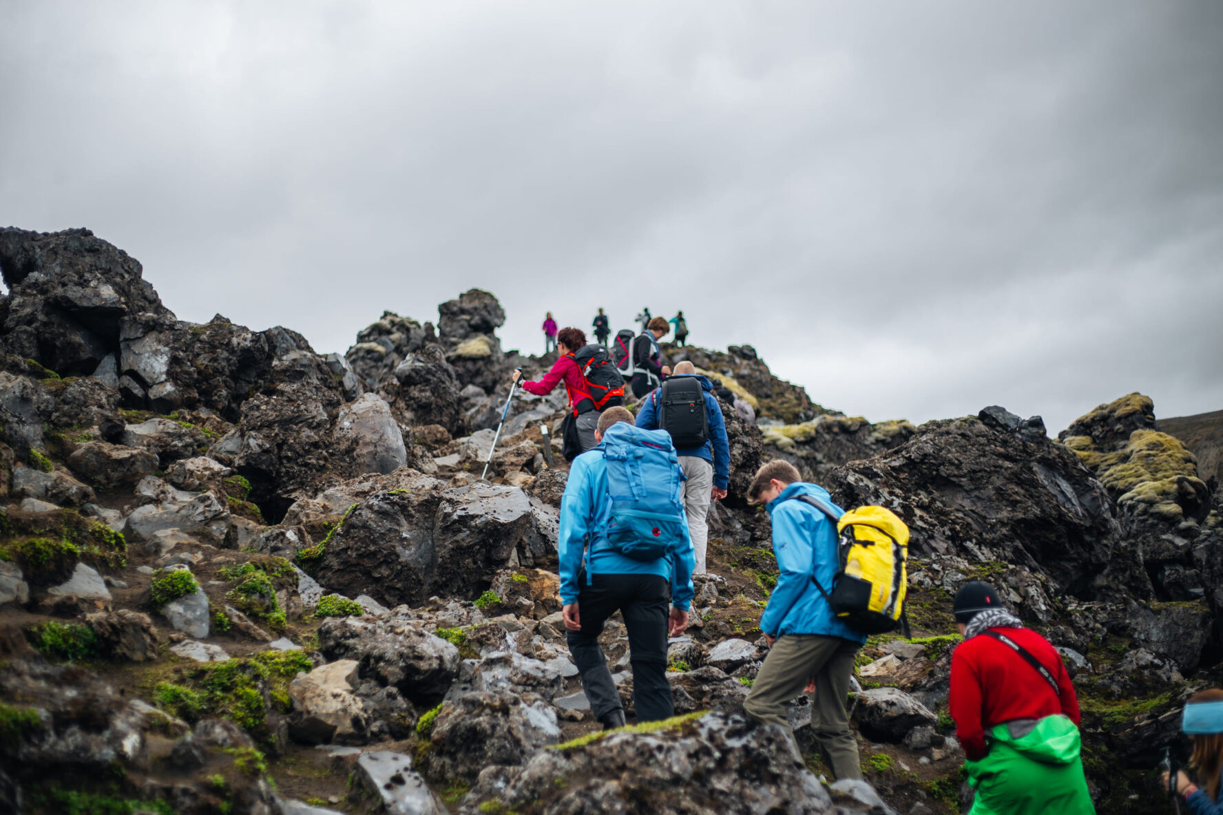 Landmannalaugar Iceland hikers climbing