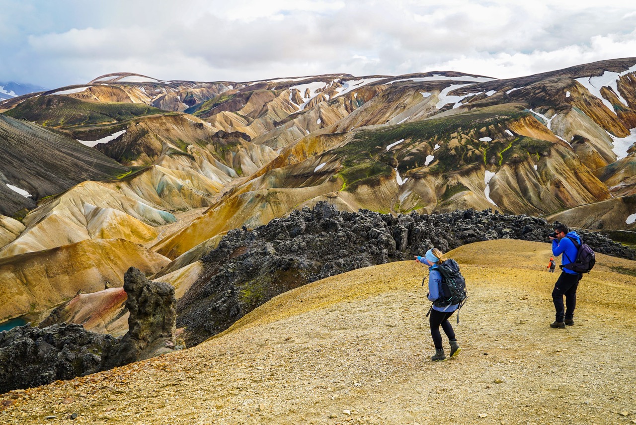 Landmannalaugar two hikers surreal views