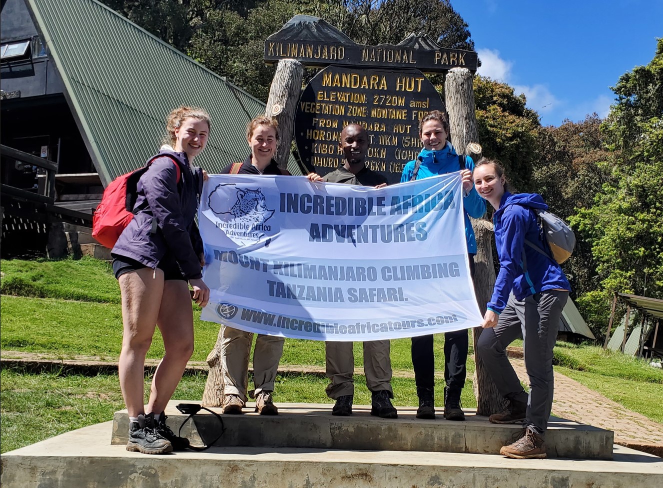 Hikers in Mandara Hut camp, Marangu route