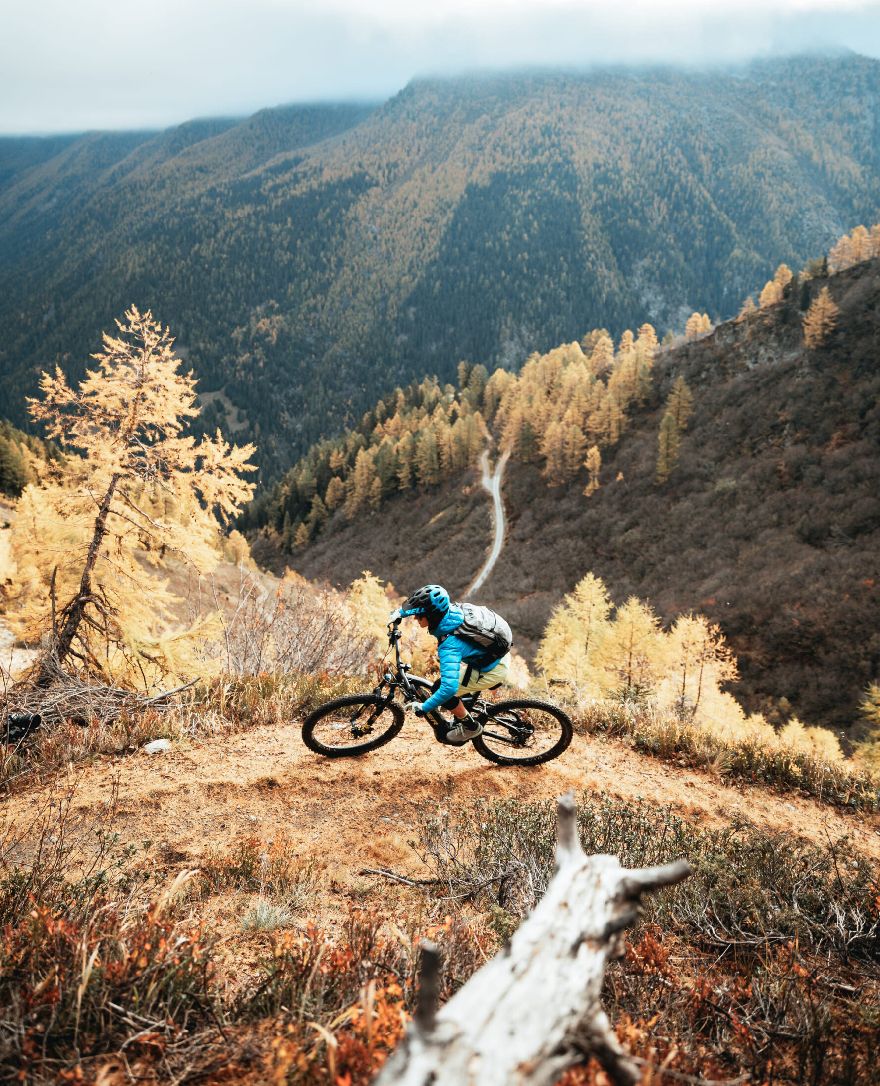 Mountain pass rider in the Swiss Alps
