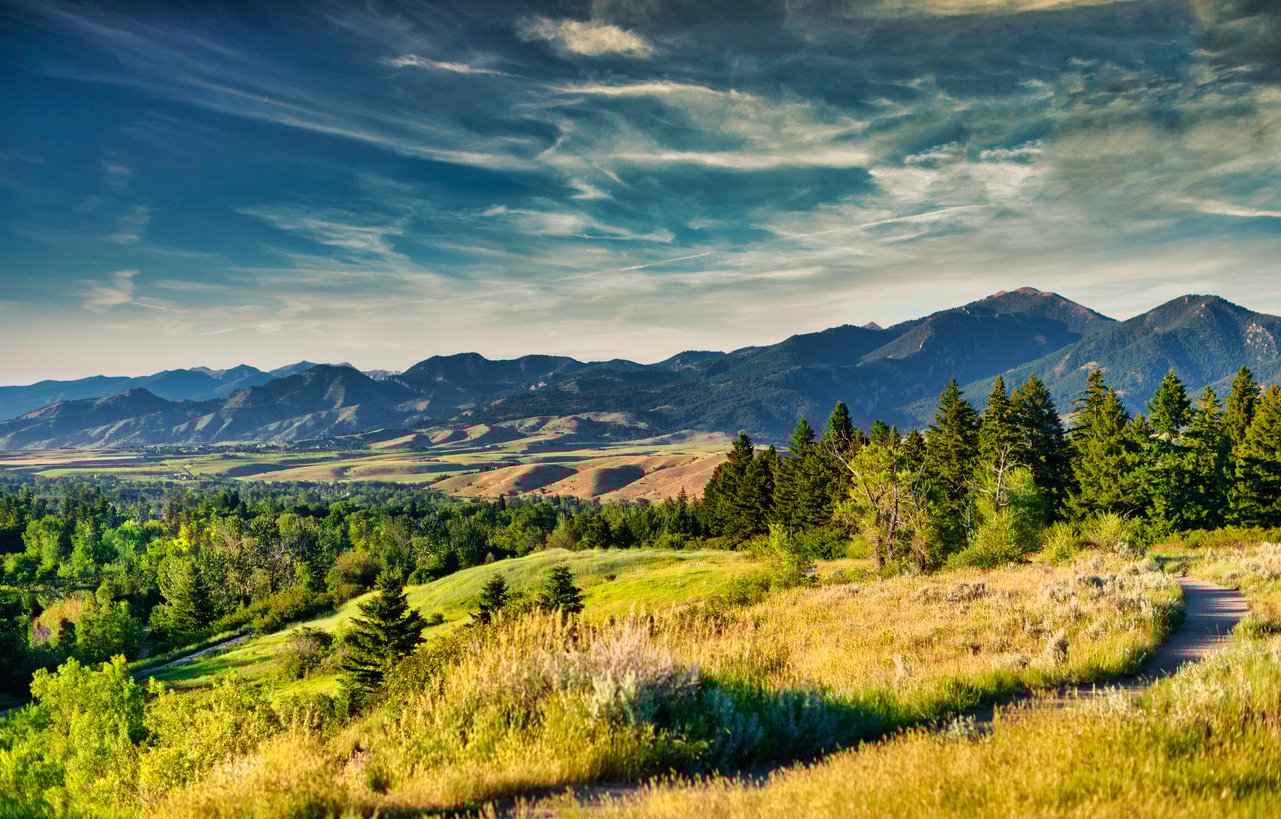 Scenic mountain range and nature in Bozeman, Montana