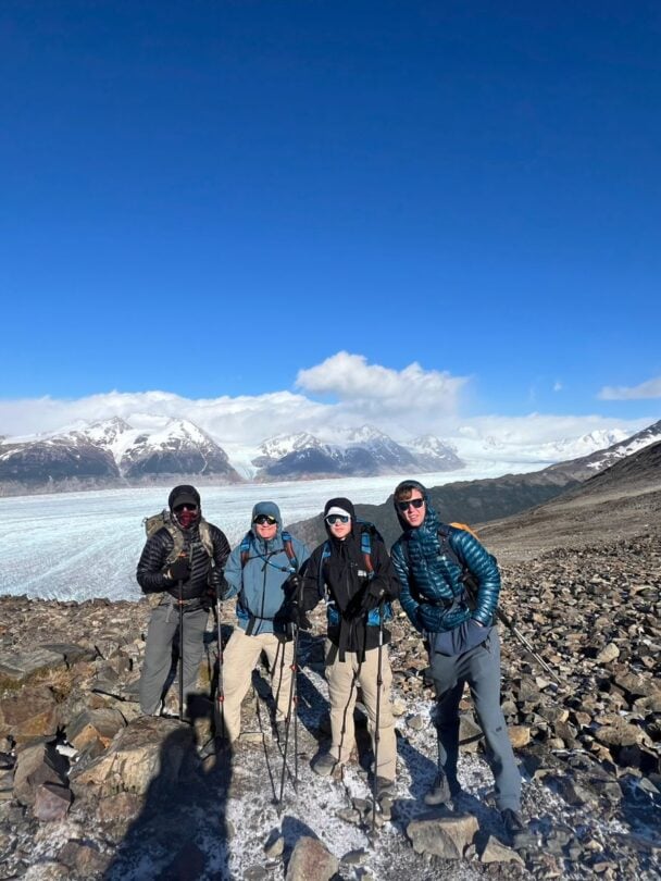 Two women hikers in Torres del Paine National Park, Chile.