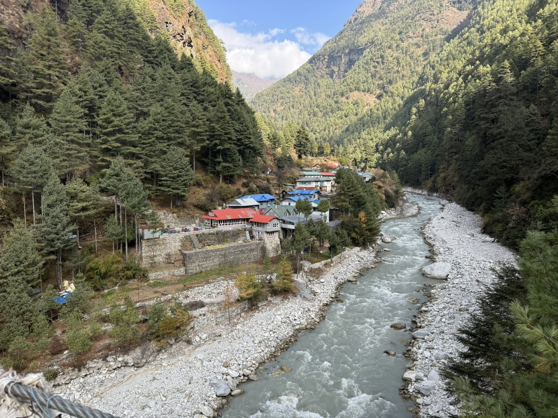 Phakding village on the Everest View trek 5 day route