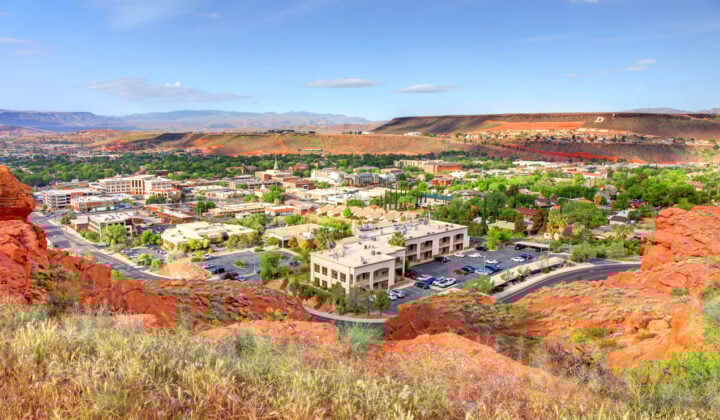View of St. George city in Utah