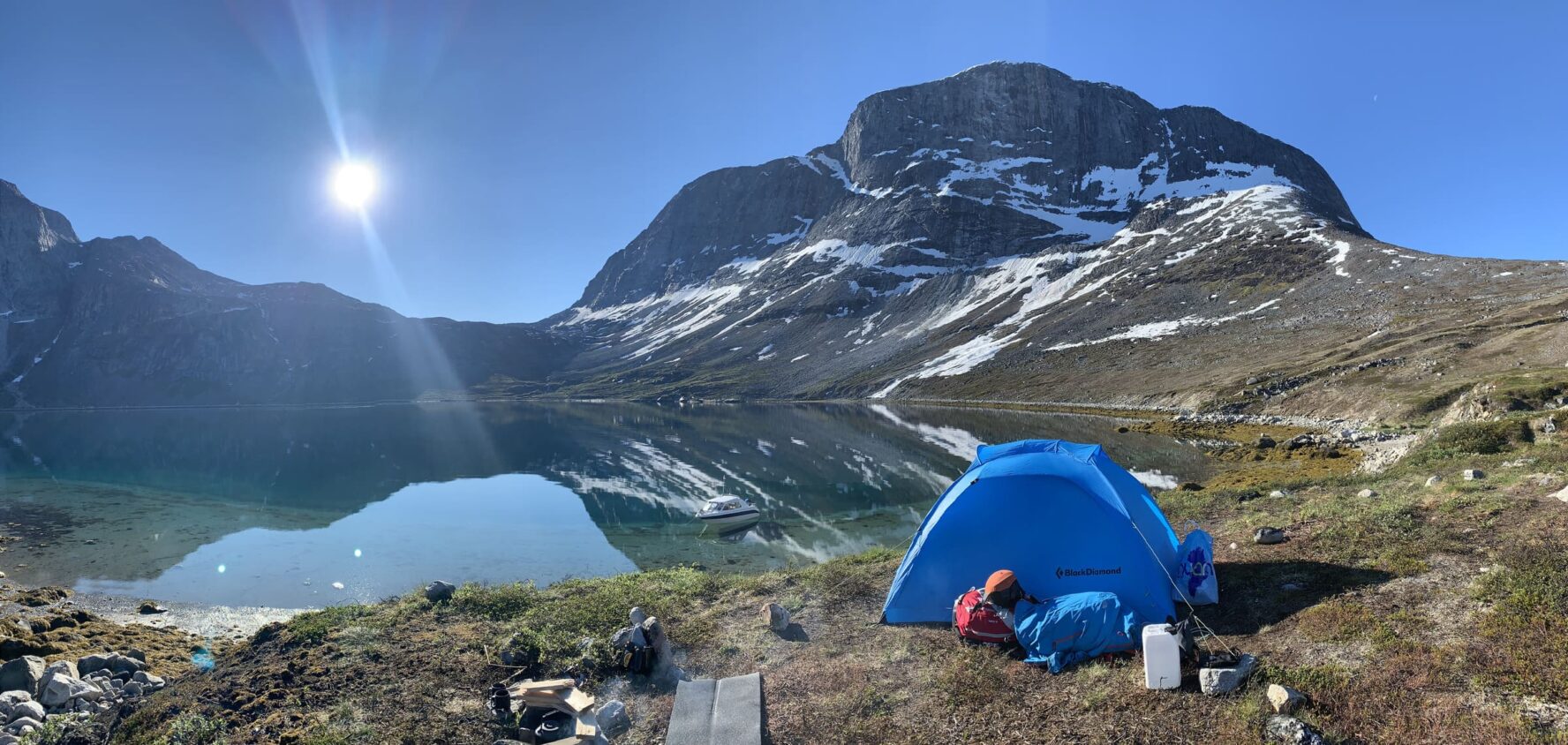 Sunny day in a camp in Greenland