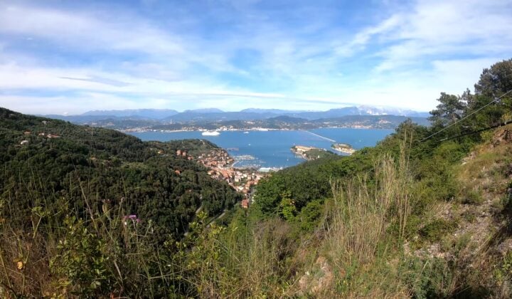View of the Ligurian riviera from the trail in Cinque Terre