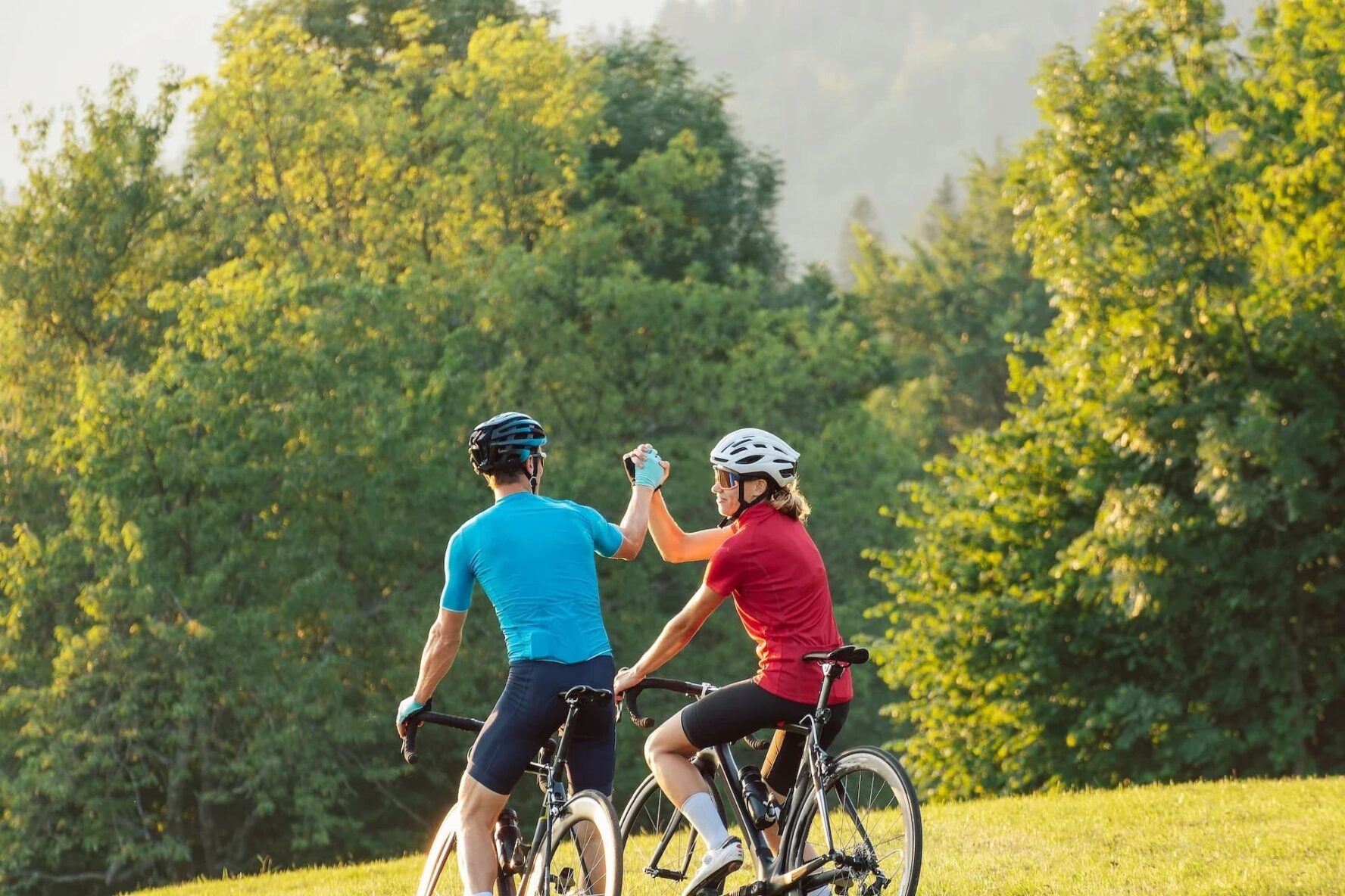 Two cyclists on Slovenia road