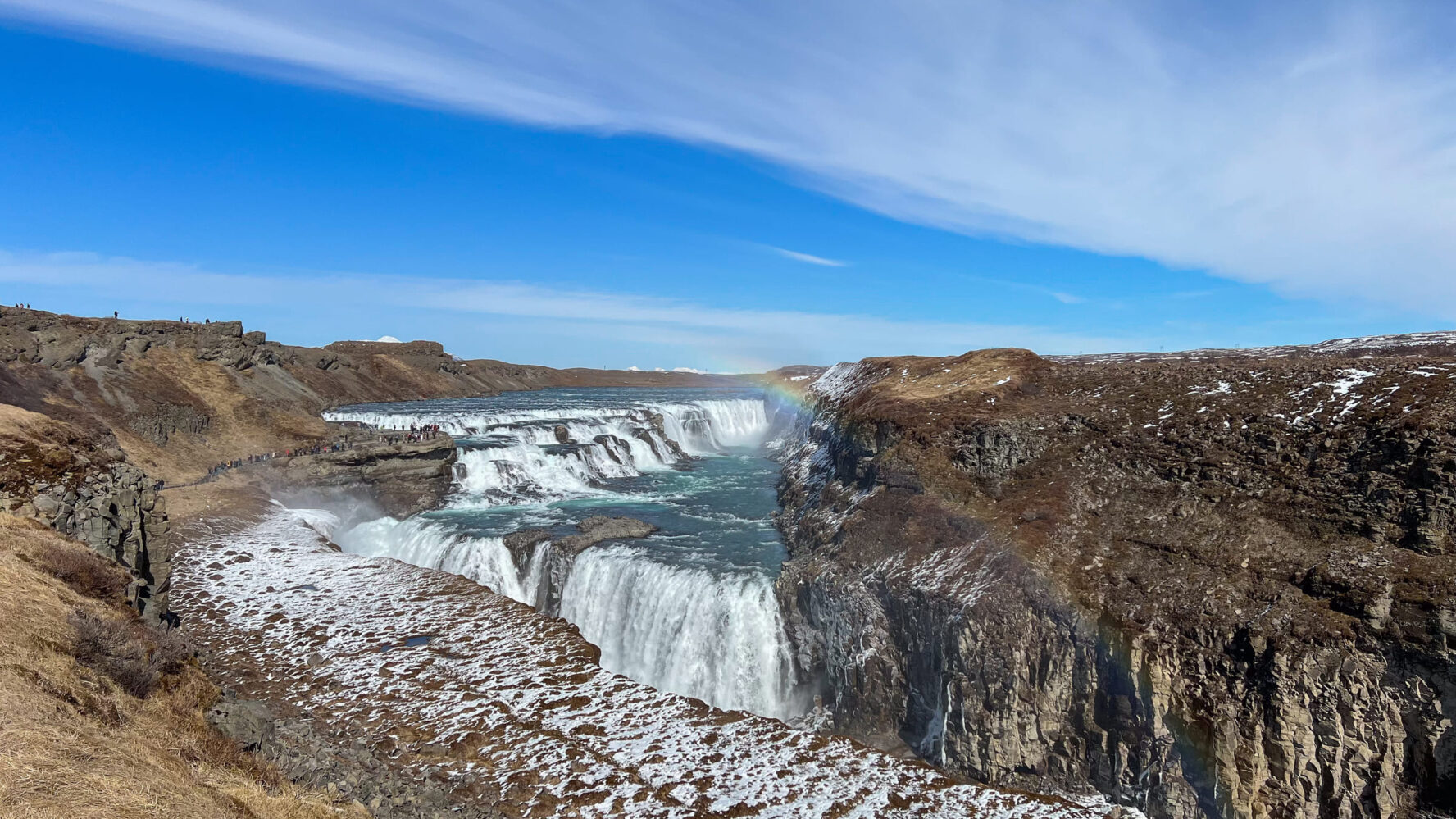 Waterfalls in Iceland on a sunny day