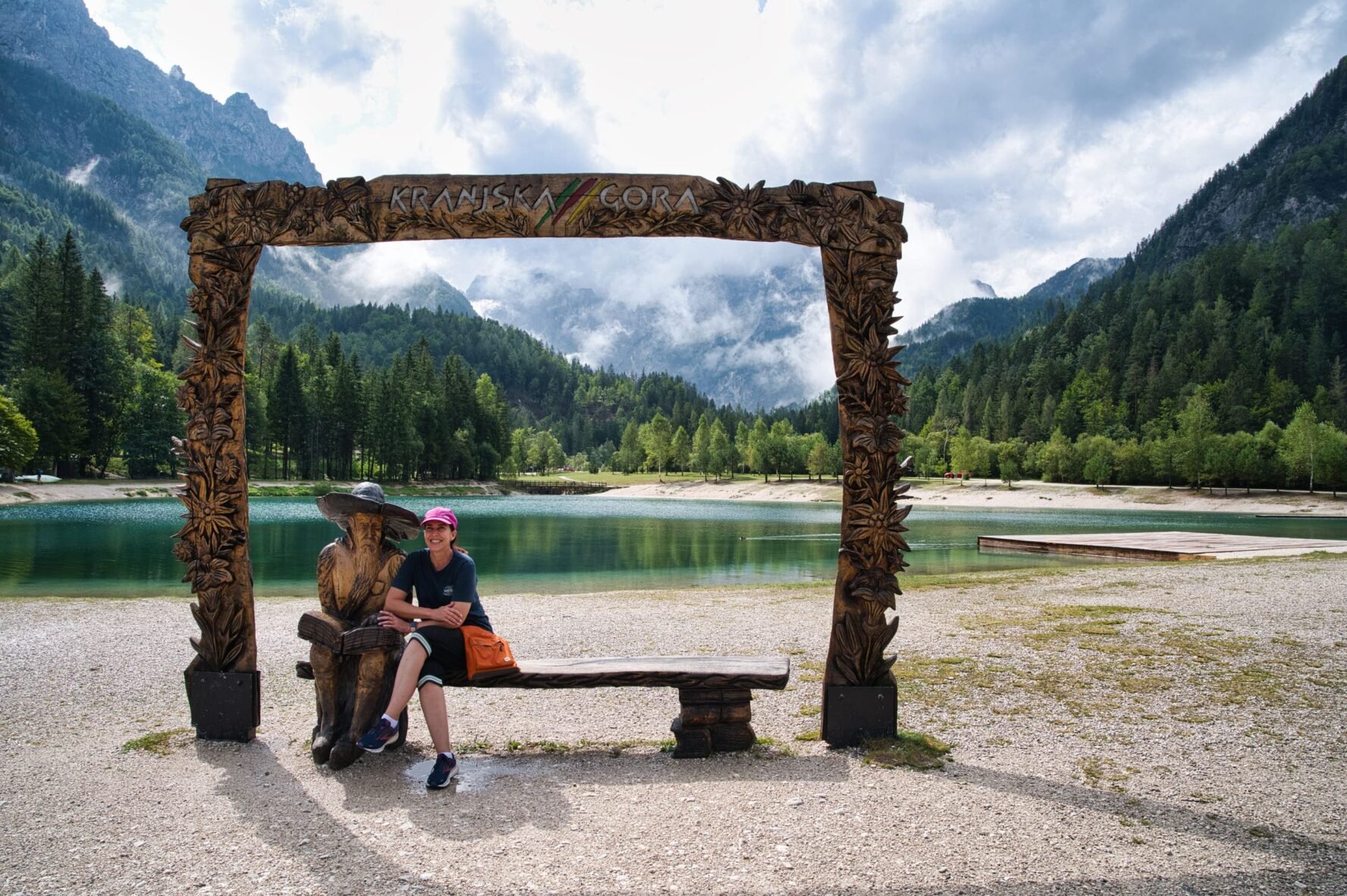 Wooden photo frame at Lake Jasna in Kranjska Gora