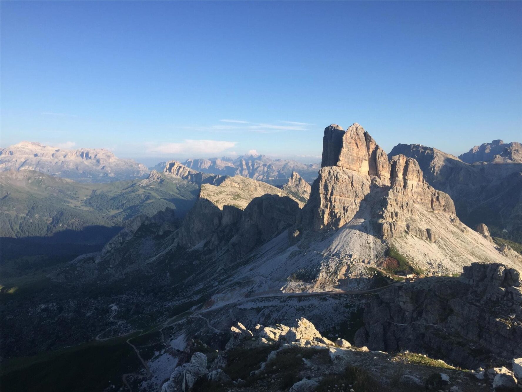 Aerial view of Dolomites peaks