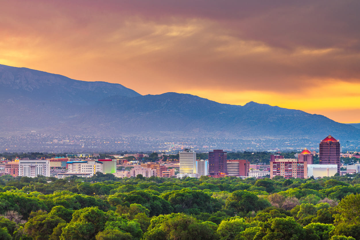 Albuquerque downtown cityscape at twilight