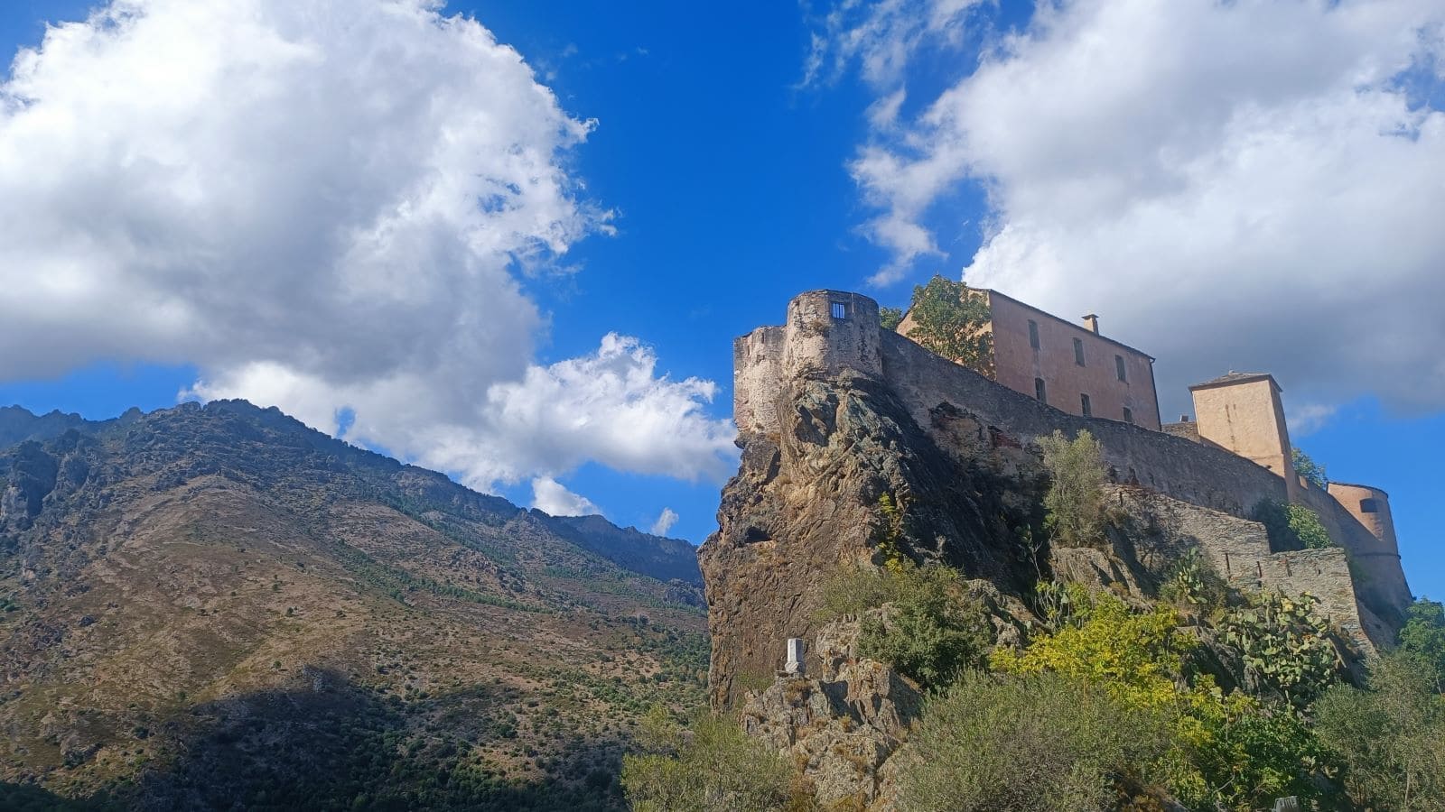 Corte on a hilltop seen on the Corsica train tour