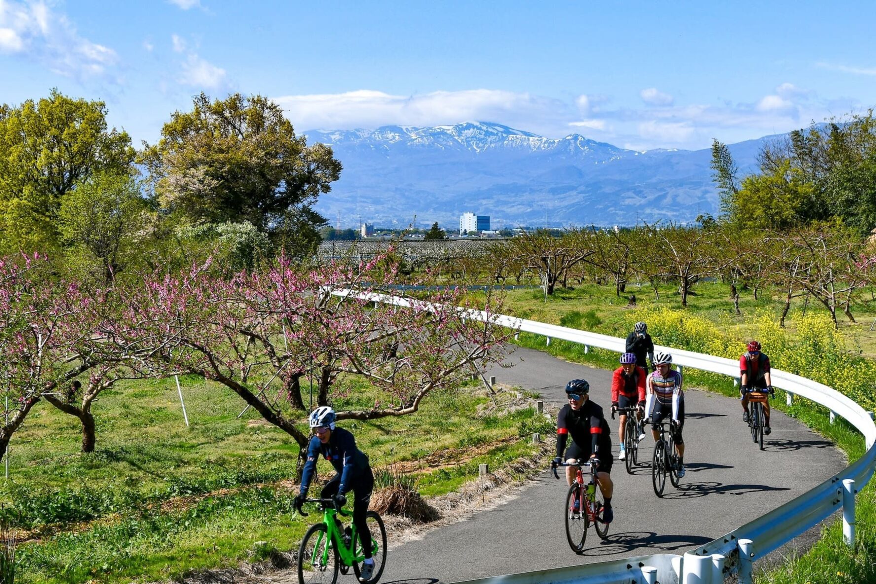 Cycling on a road in Japan