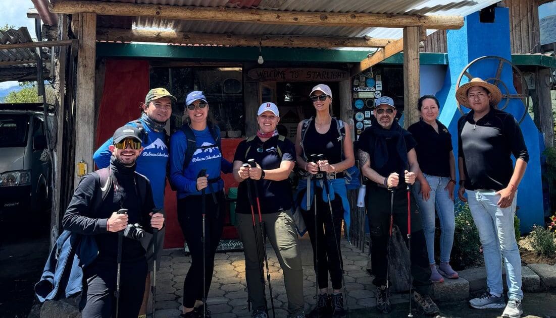 Hikers posing in Ecuador