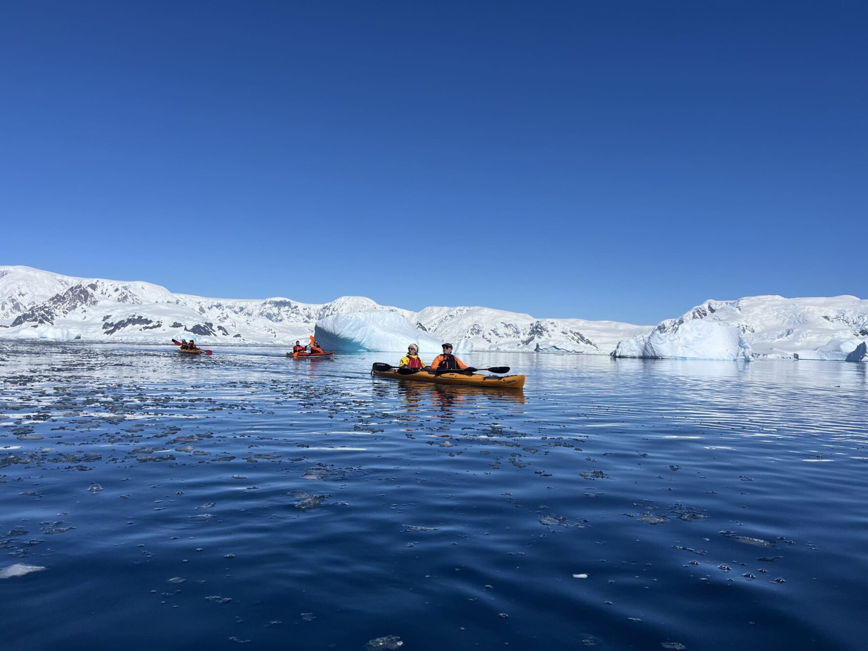 Kayaking through icy waters on the Antarctica adventure