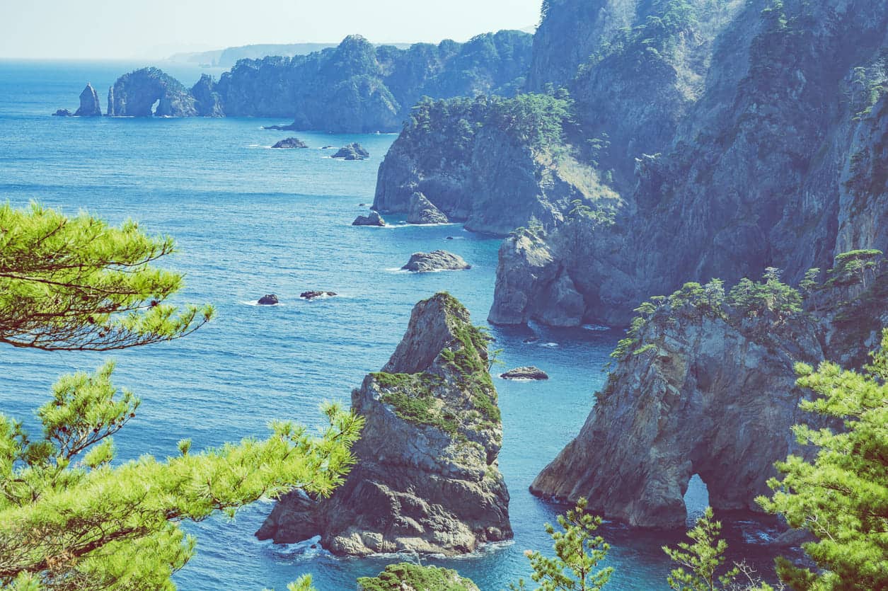 Kitayamazaki landscape with sea and cliffs