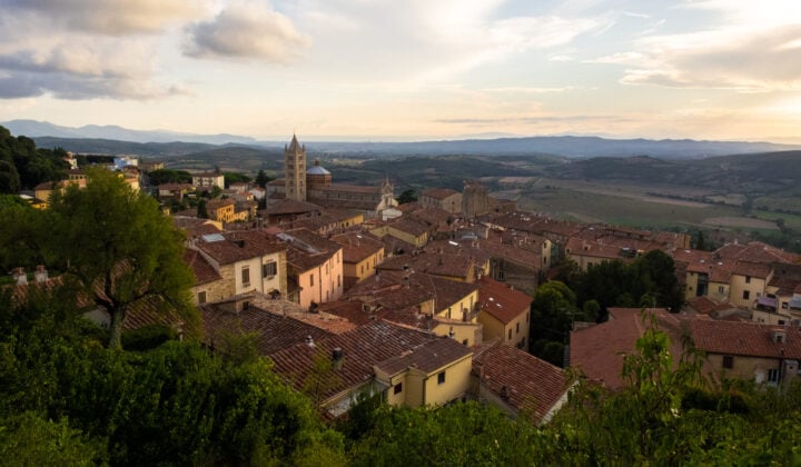 View of Massa Marittima, the second base on this Tuscany e-bike trip