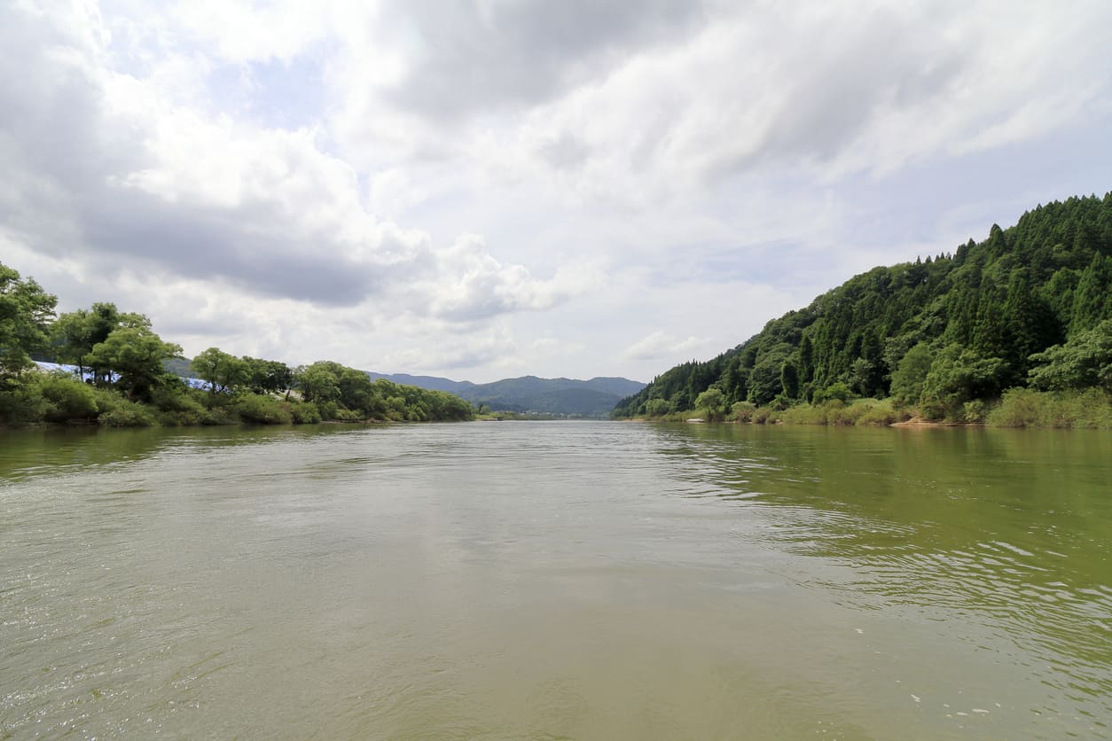 Mogami river and Mogami gorge on the Basho Tohoku route