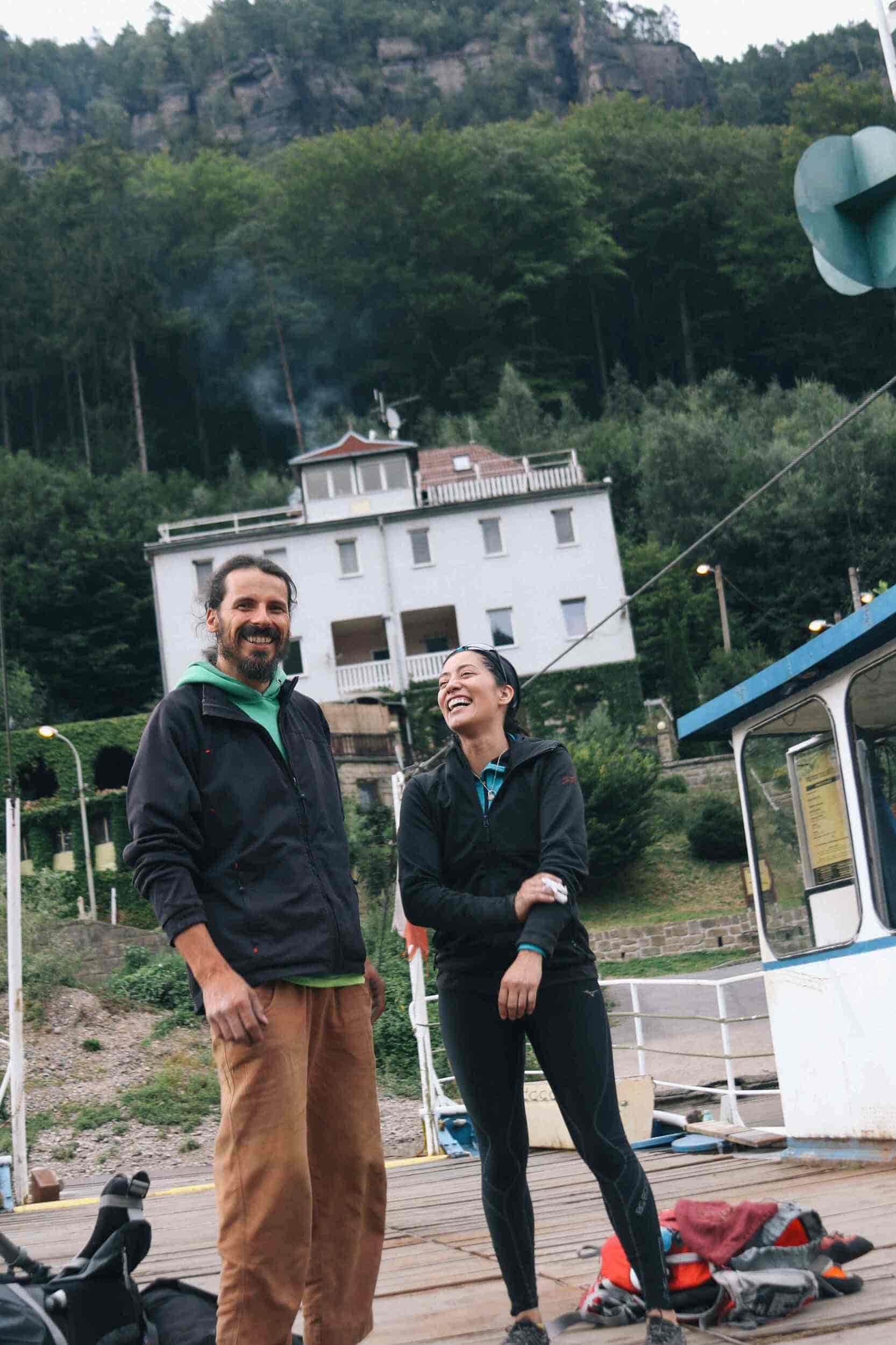 Rock climbers smiling in Labske Udoli