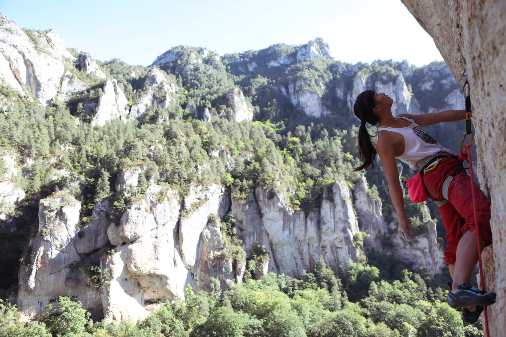 Rock climbing in Gorges du Tarn on the rock climbing holiday Europe trip