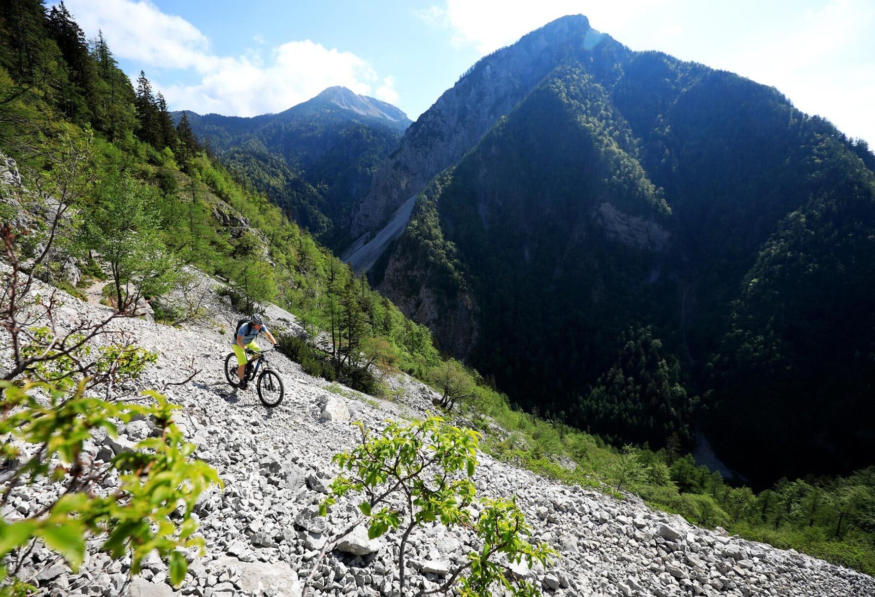 Biking on steep and rocky terrain