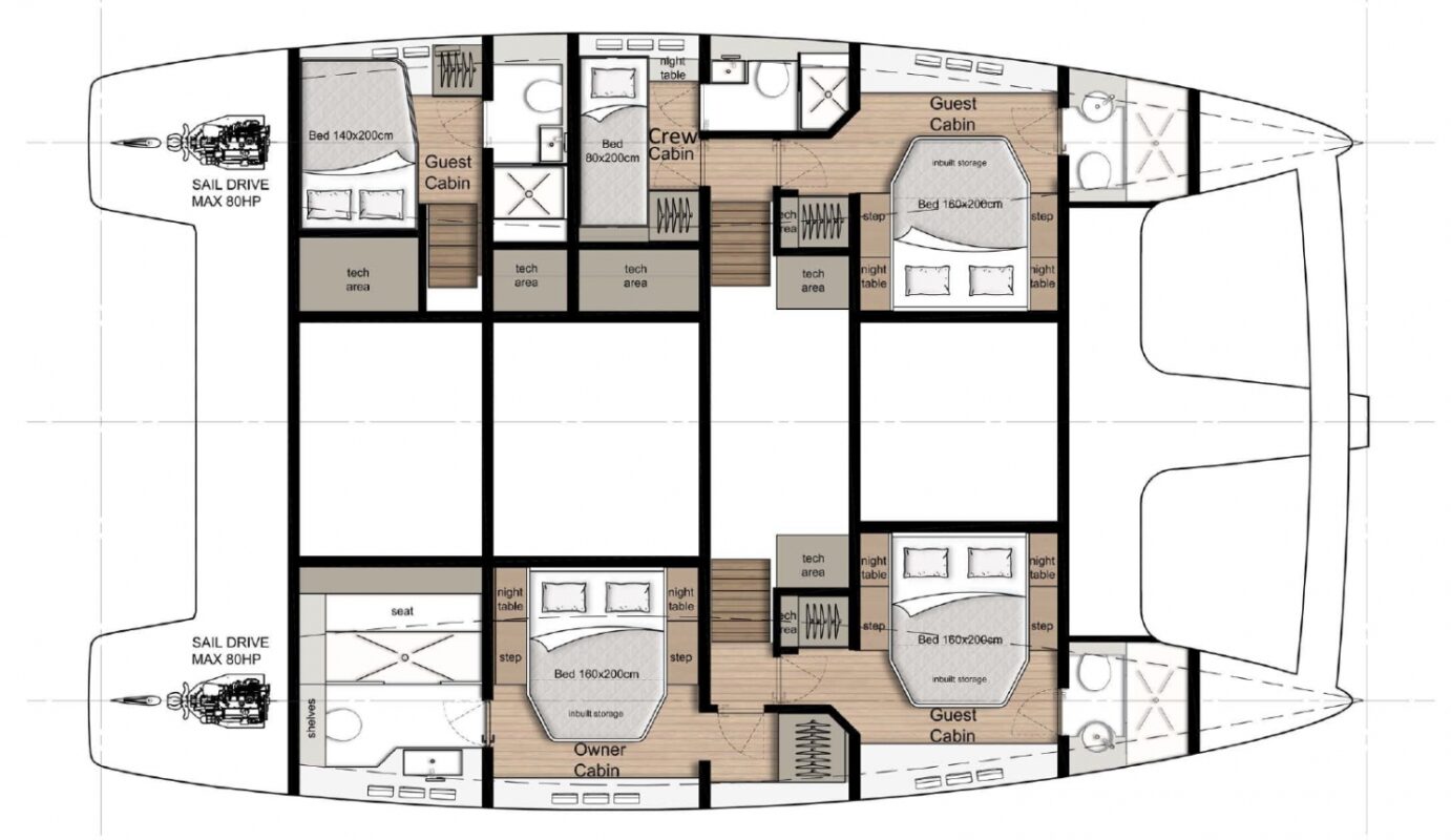 Sunreef 50 Solitaire layout