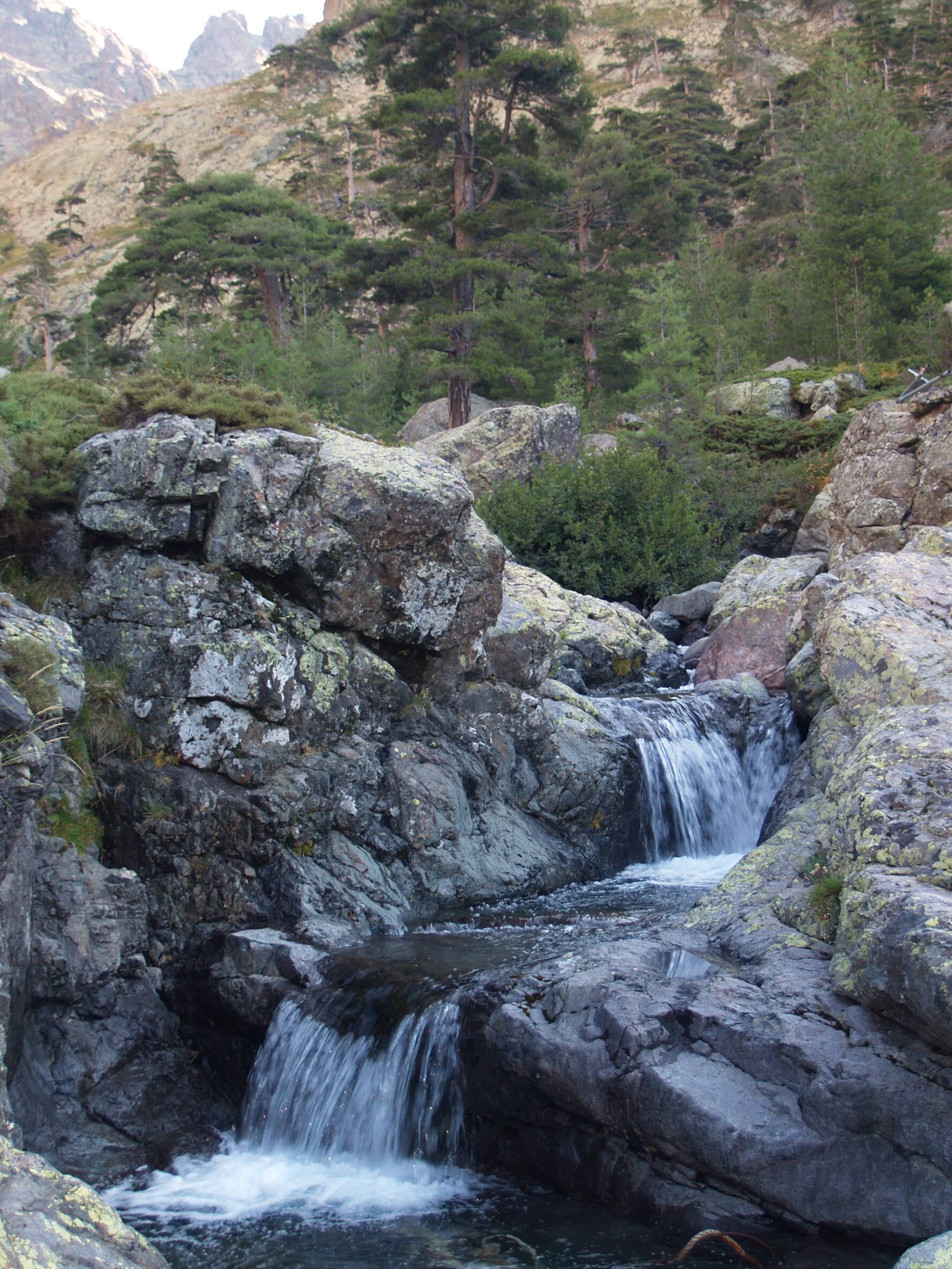 Small waterfalls in Restonica Gorge in Corsica