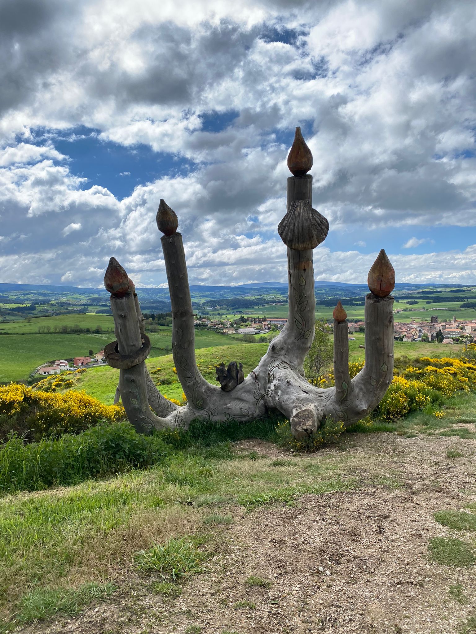 Wooden sculpture on the Le Puy Camino between Saint Privat d'Allier and Saugues