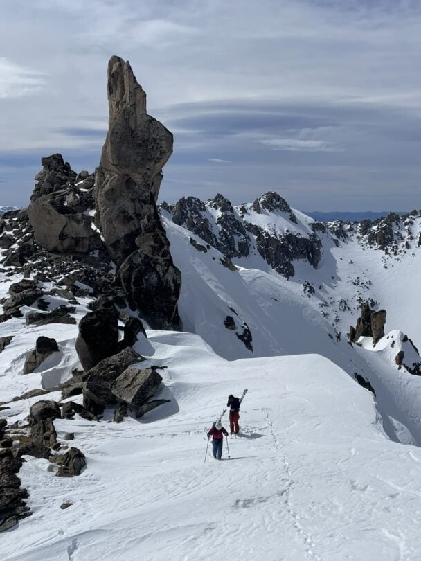 Skiing down the slopes