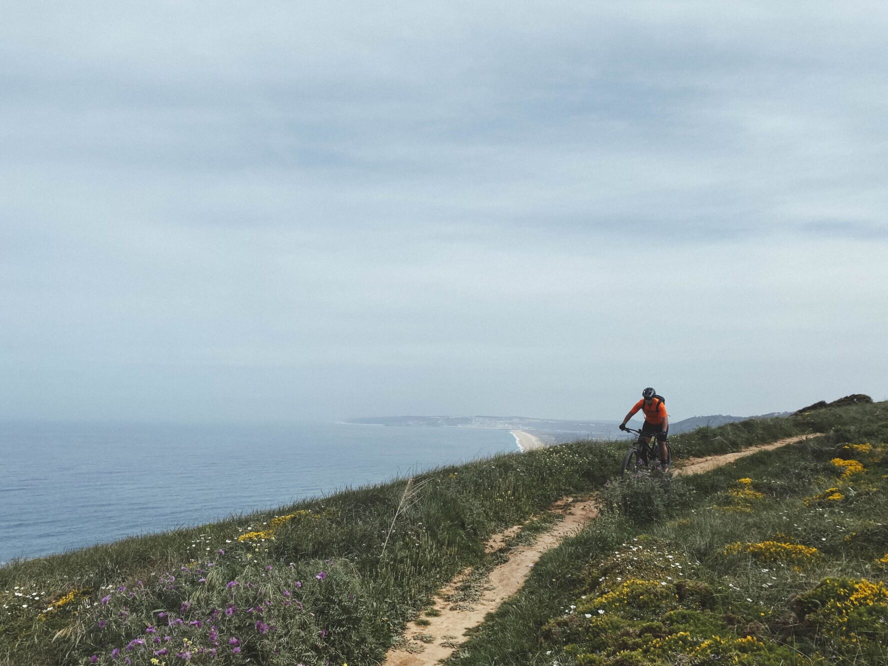 Biker on a dirt path
