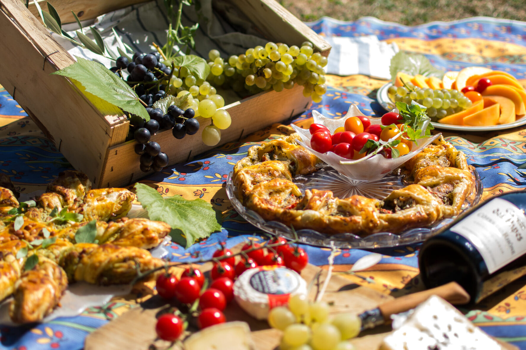 Breakfast with wine and cheese