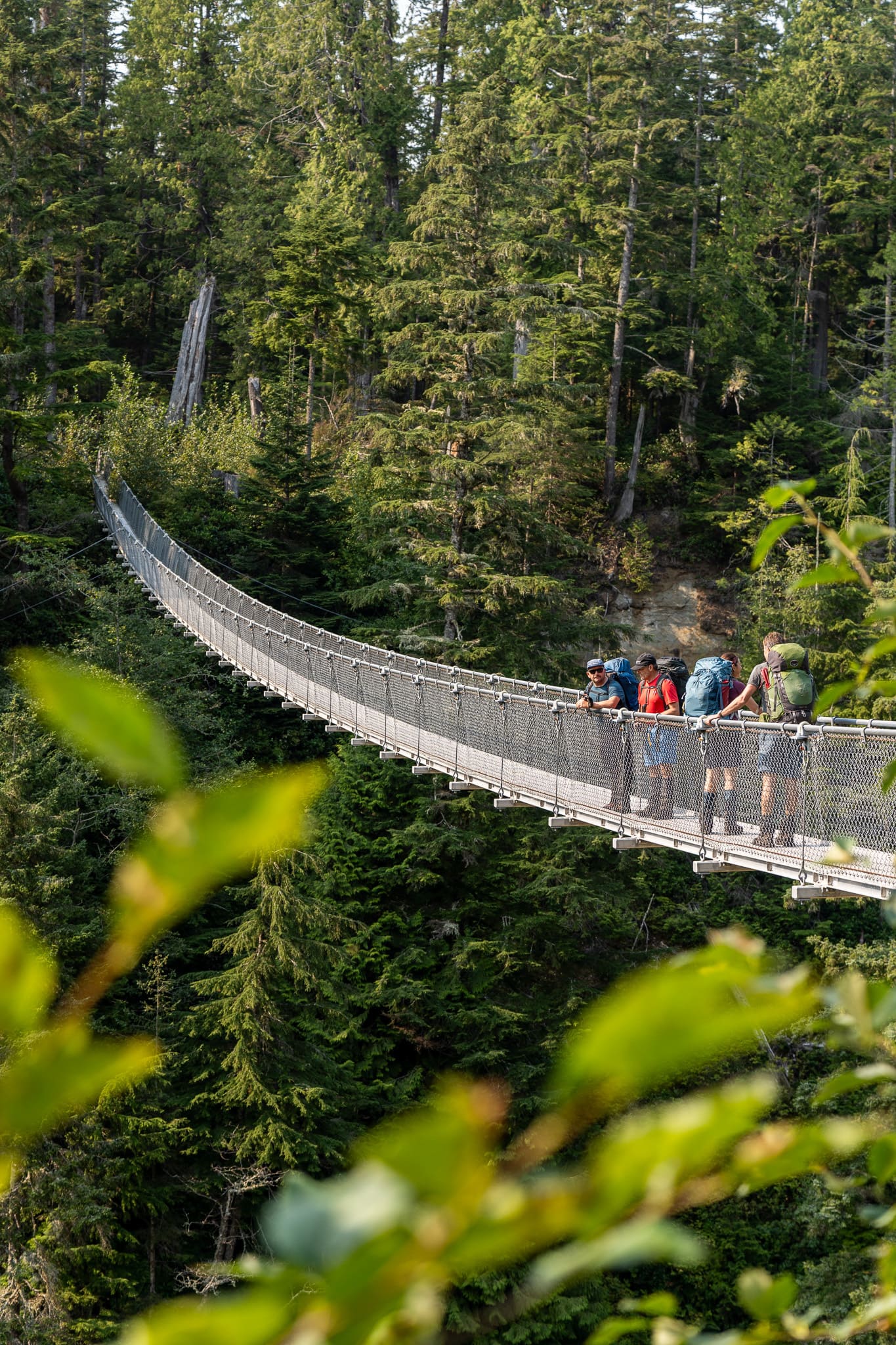 Chilling on a suspension bridge